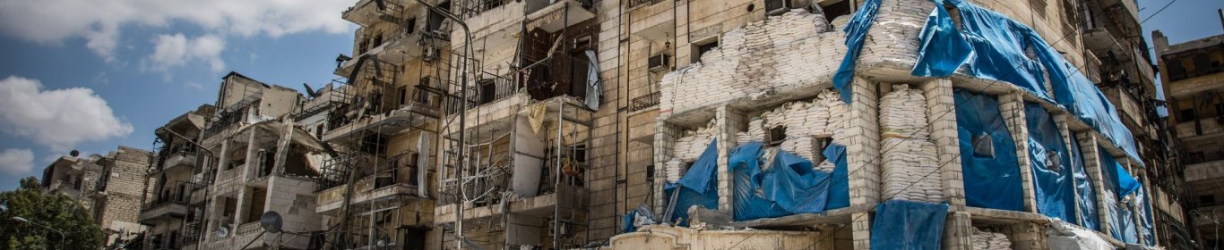 Ruines d'un hôpital à Alep en Syrie