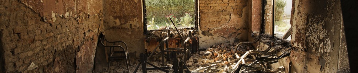 Vue de l'intérieur de l'hôpital MSF à Kunduz, après son bombardement, octobre 2015