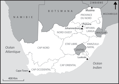 Carte d'Afrique du Sud