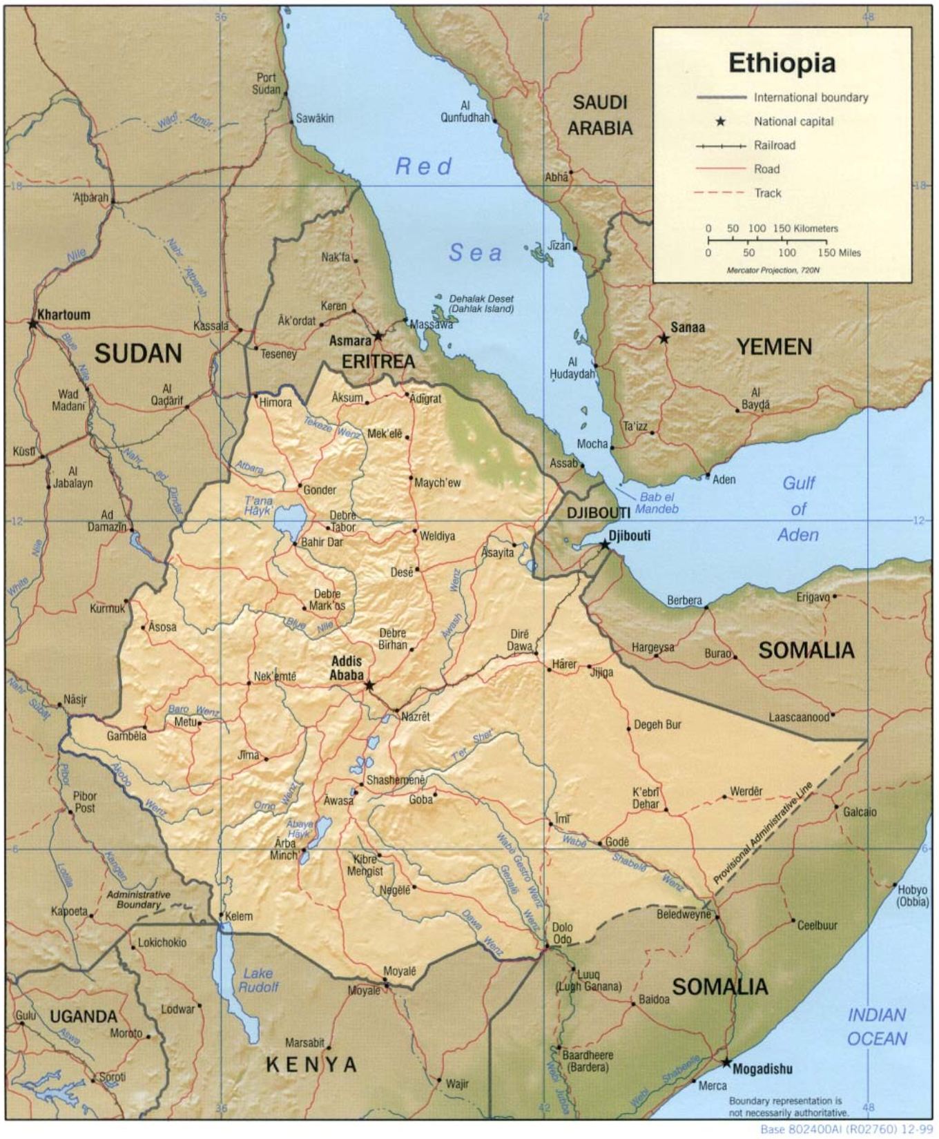 Carte 1 Géographie physique de l'Ethiopie