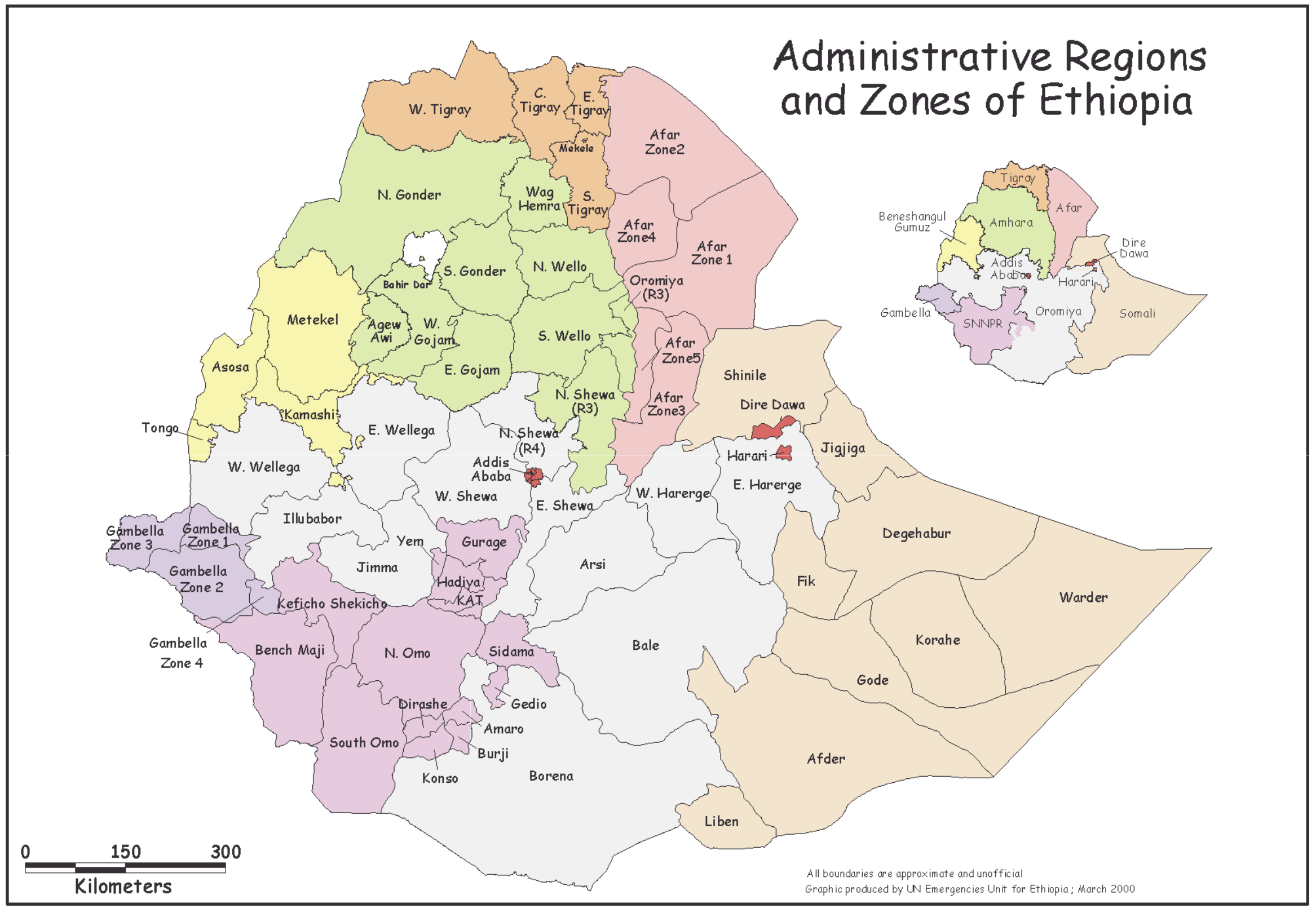 Carte 2 Divisions administratives de l'Ethiopie