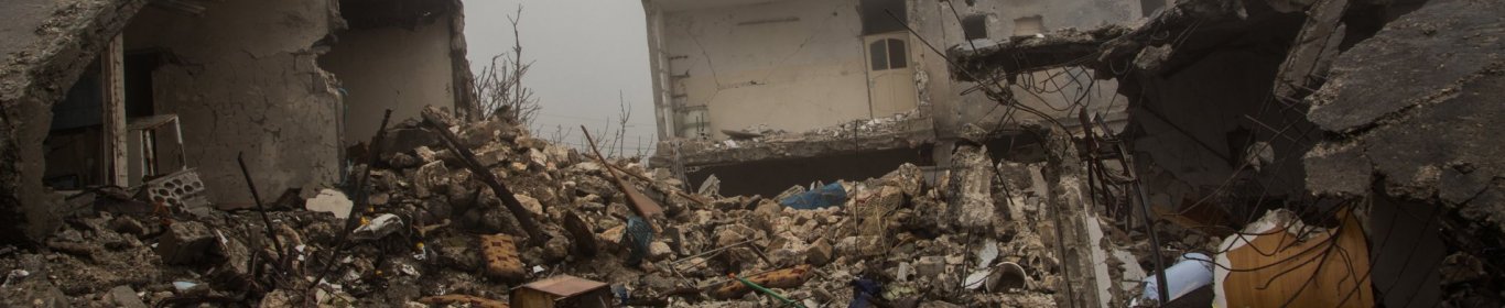 Des maison détruites par les bombes au nord de la Syrie