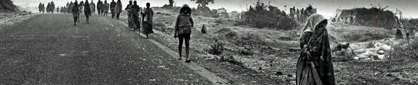 Rwandan refugees fleeing towards Congo-Zaire, 1994. 