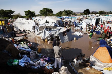 Un camp inondé au Soudan