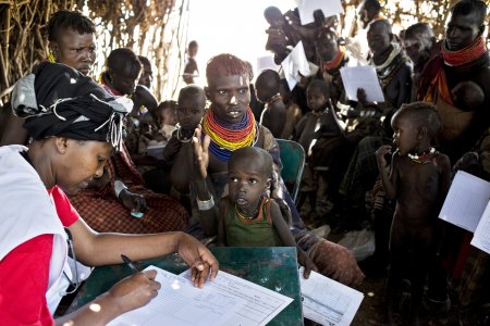 Severely malnourished children are treated in a village in Kenya