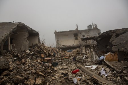 Des maison détruites par les bombes au nord de la Syrie