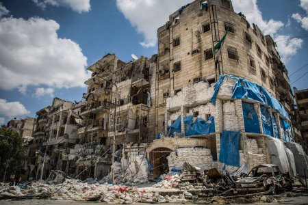 Ruines d'un hôpital à Alep en Syrie